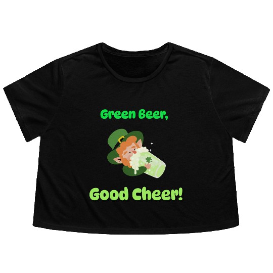 Green Beer Good Cheer Flowy Cropped Tees