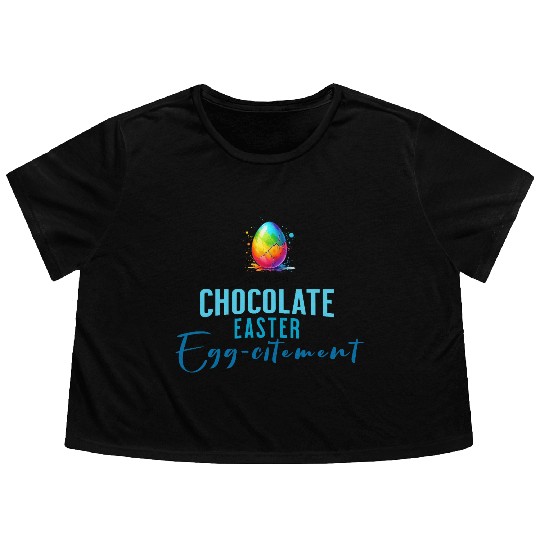 Chocolate Easter Egg-citement, Unique Flowy Cropped Tees