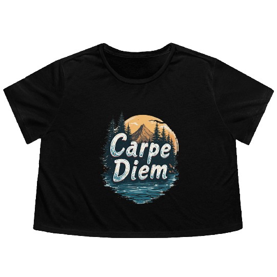 Carpe Diem Adventure Awaits Flowy Cropped Tees