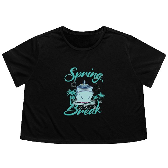 Spring Break 2025 Cruise Ship Retro Design Flowy Cropped Tees