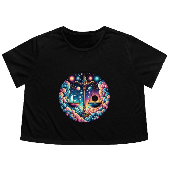 Libra - Celestial Scales of Balance Flowy Cropped Tees