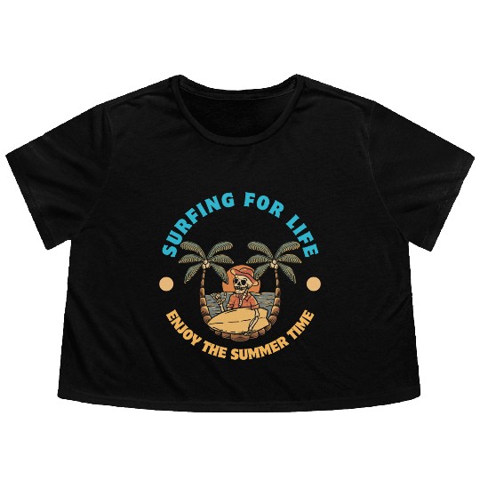 Surfing for life Flowy Cropped Tees