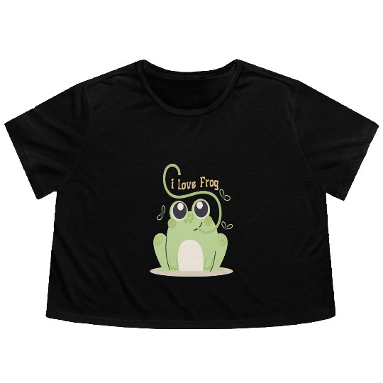 i love frog Flowy Cropped Tees