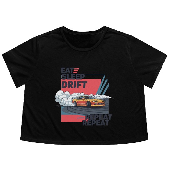 Eat Sleep Drift Repeat Flowy Cropped Tees – Neon JDM Car Raci