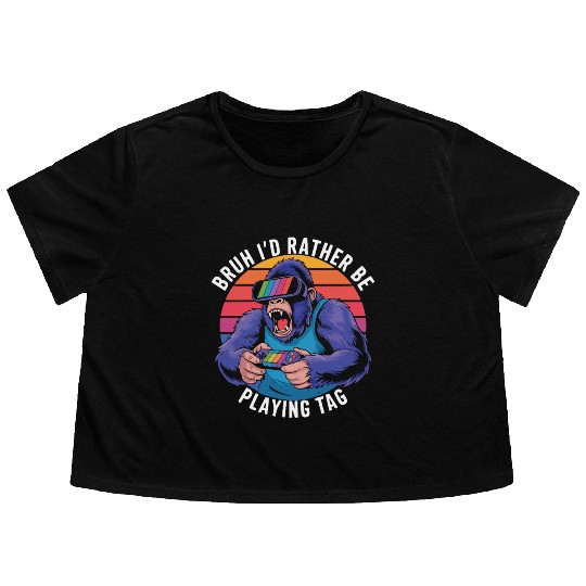 Retro Gamer Ape Flowy Cropped Tees