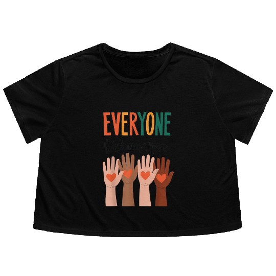 Everyone Is Welcome Here Idaho Teacher Flowy Cropped Tees