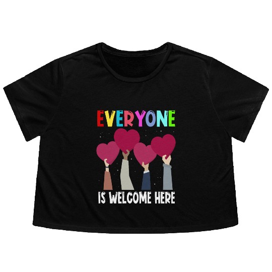 Everyone Is Welcome Here Idaho Teacher Flowy Cropped Tees