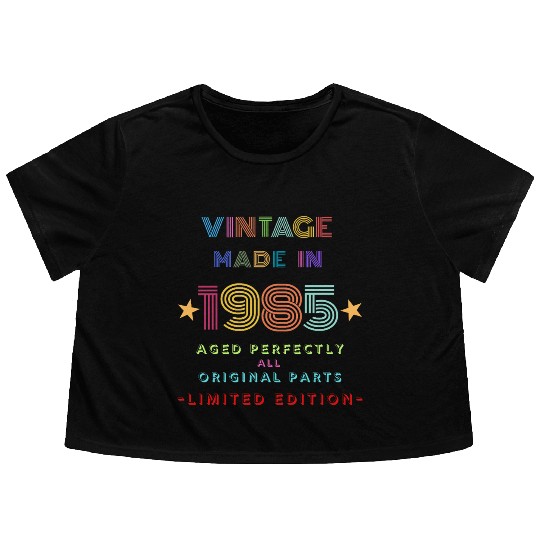 Vintage Made In 1985 Flowy Cropped Tees