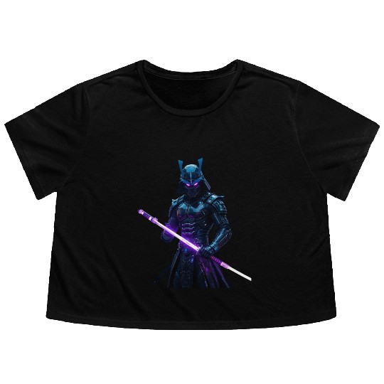 Cyberpunk City Samurai new style Flowy Cropped Tees