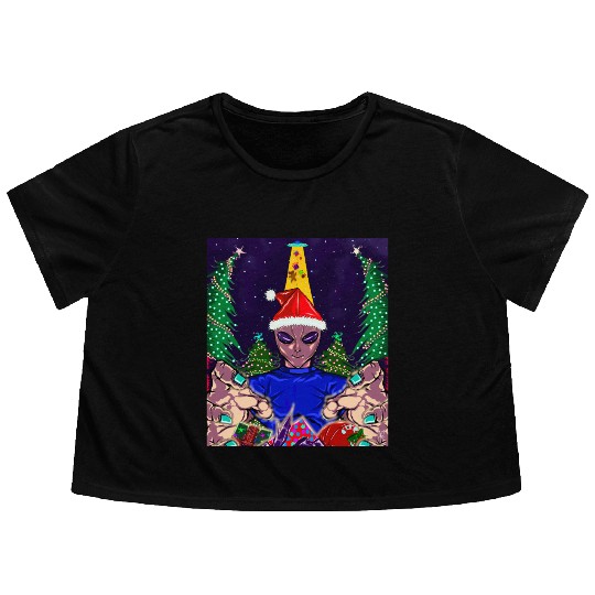 Alien Christmas Gifts Collection Time! Flowy Cropped Tees