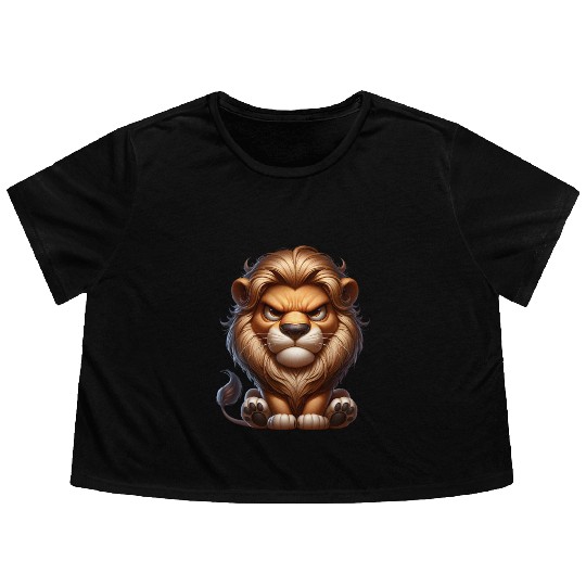 Cute Angry Lion Flowy Cropped Tees