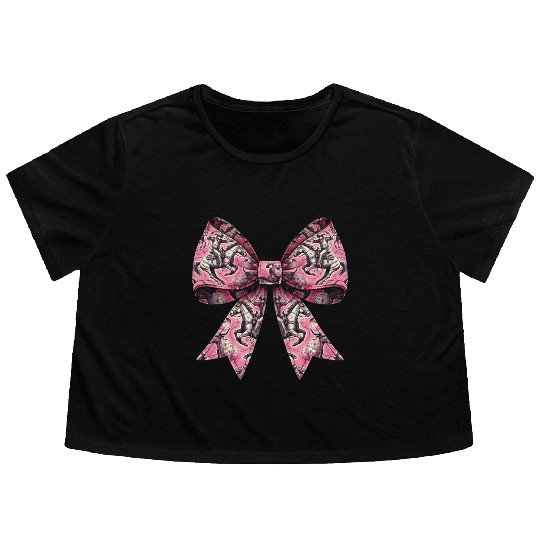 Coquette Bow Rodeo Barrel Racer Barrel Racing Flowy Cropped Tees