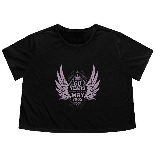 60th birthday angel wings unique since May 1965 Flowy Cropped Tees