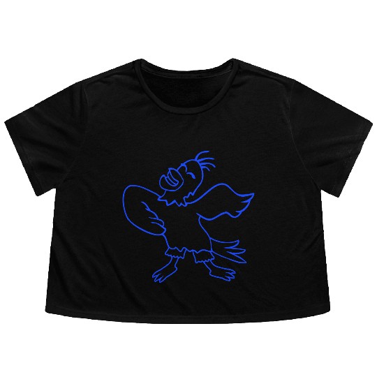 Seagull bird dances happily celebrates cheerful Flowy Cropped Tees