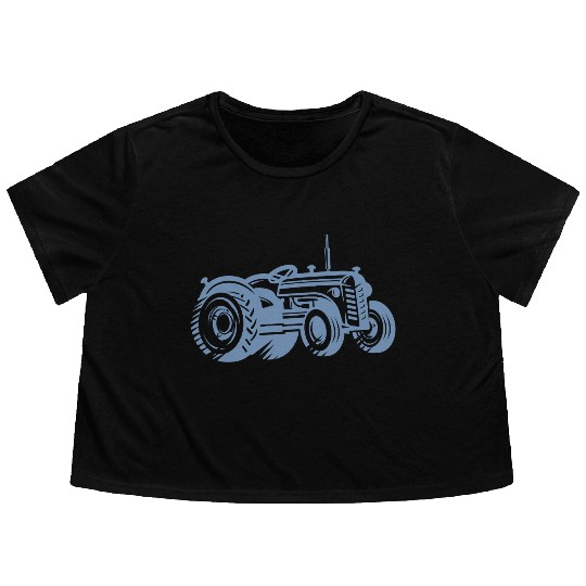 Tractor Silhouette Farmer Agriculture Flowy Cropped Tees