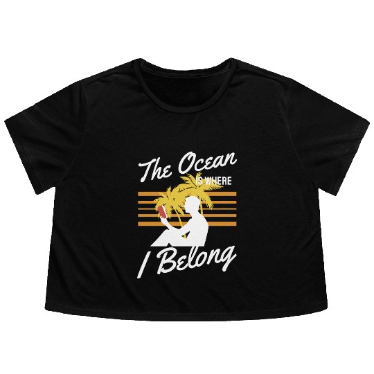 Ocean & Books where I Belong Flowy Cropped Tees