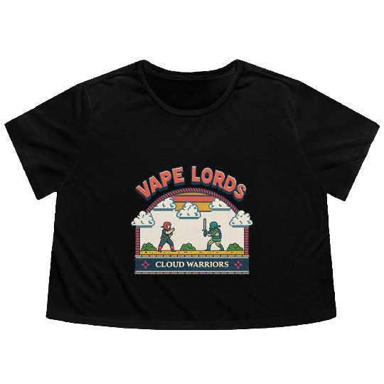 Vape Lords: Cloud Warriors Retro Game Flowy Cropped Tees