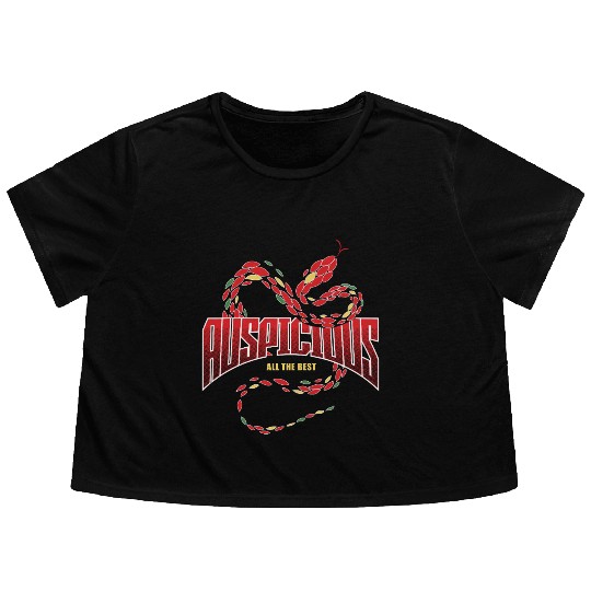 Abstract Snake Illustration Design Flowy Cropped Tees