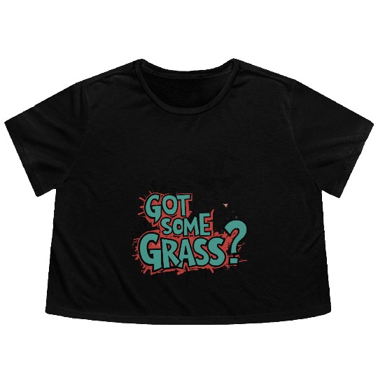 Goat Some Grass? Meme Goat Energy Flowy Cropped Tees