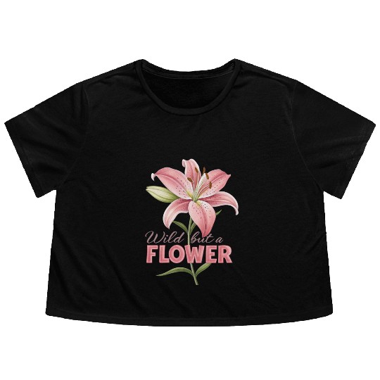 huge lily rose design Flowy Cropped Tees