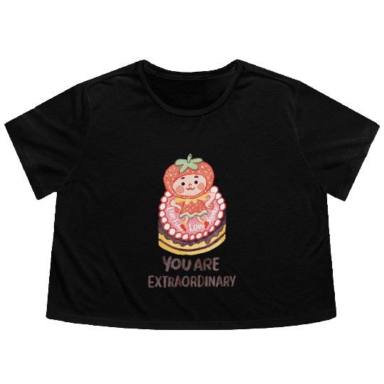 Dancing Strawberry | You Are Extraordinary Flowy Cropped Tees