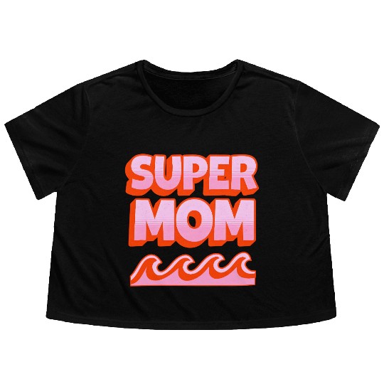 Super Mom Retro Summer Design Flowy Cropped Tees