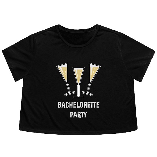 Bachelorette Party (Sparkling Wine Funnel Shut 3C) Flowy Cropped Tees