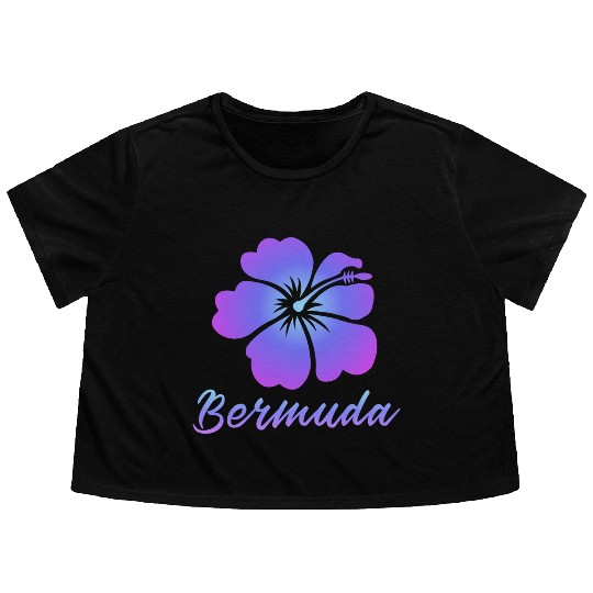 Bermuda Hibiscus Flowy Cropped Tees