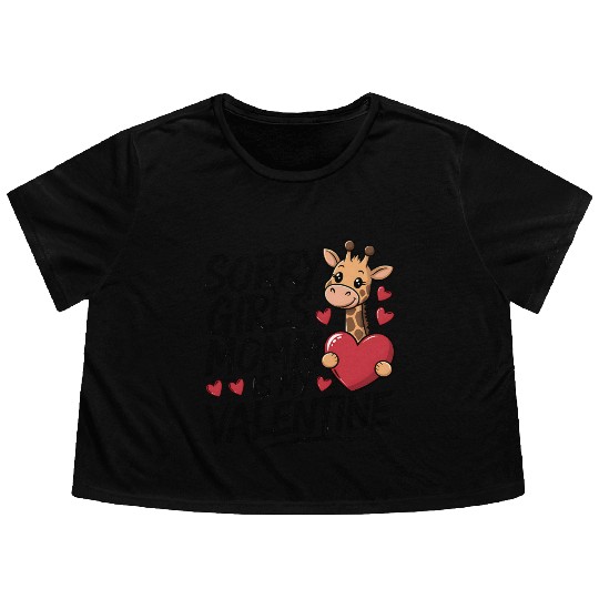 Mommy Is My Valentine – Cute Giraffe Flowy Cropped Tees