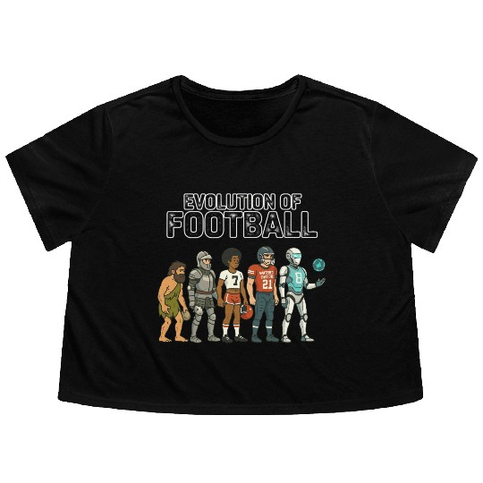 Football Evolution Timeline for Draft and Game Day Flowy Cropped Tees