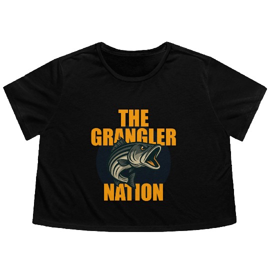 Grangler Nation (Striped Bass) Flowy Cropped Tees