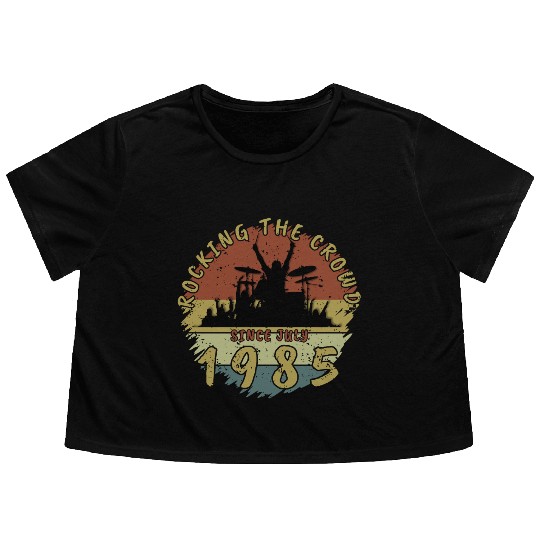 40th Birthday Rocking the crowd DRM 07/1985 Flowy Cropped Tees