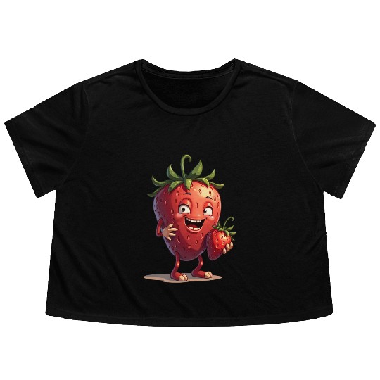 Funny Strawberry Strawberries Fruits Flowy Cropped Tees