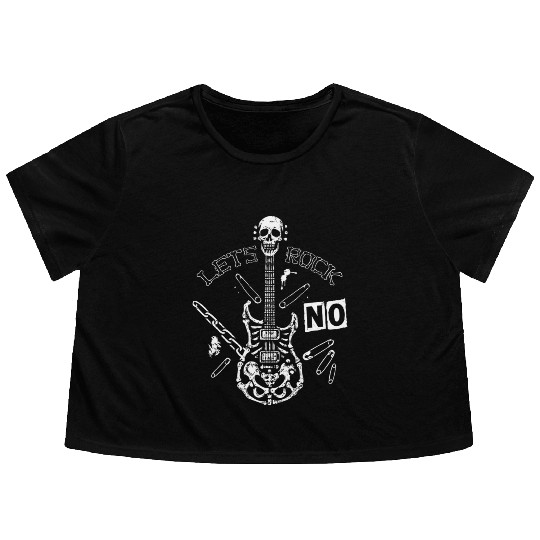 Skull Bone Guitar Punk Flowy Cropped Tees