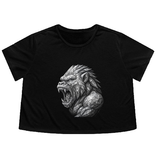 Fierce Geometric angry monkey Flowy Cropped Tees