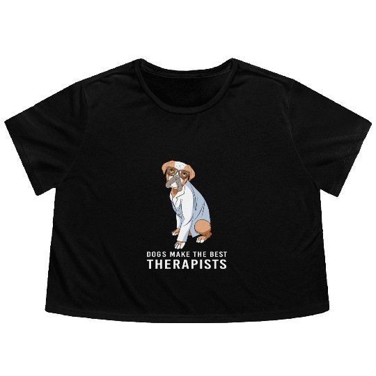 Therapy Dog Psychology Therapist Flowy Cropped Tees
