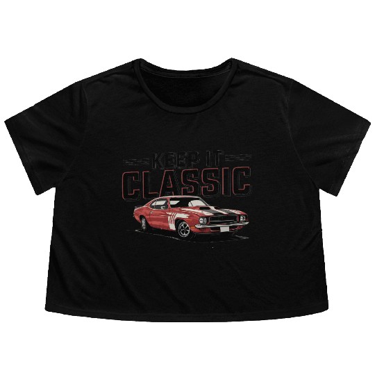 Vintage Muscle Car Keep It Classic Flowy Cropped Tees