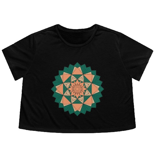 Abstract Starburst Mandala Flowy Cropped Tees