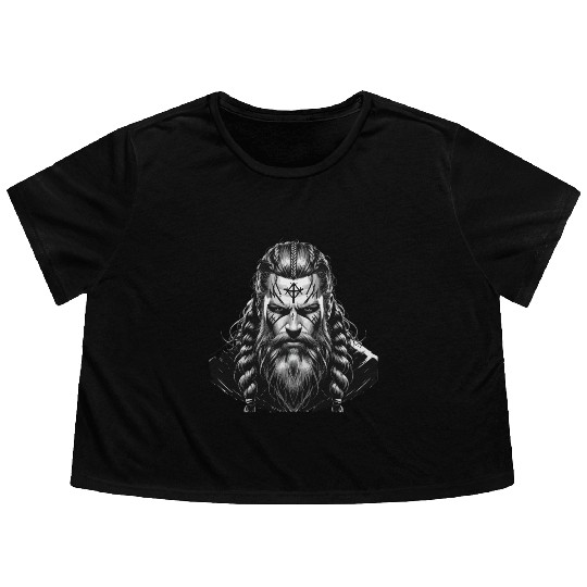 Viking Warrior Man Odin Thor Norman Walhalla Flowy Cropped Tees
