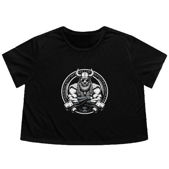 Viking Warrior Man Odin Thor Norman Walhalla Flowy Cropped Tees
