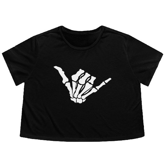 Skeleton Shaka Hand – Bone Hang Loose Flowy Cropped Tees