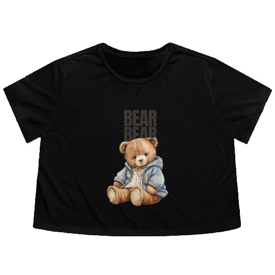 Black and Grey Fashion Logo Flowy Cropped Tees