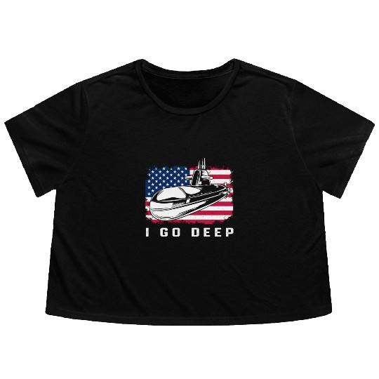 Patriotic American Submarine Veteran Flowy Cropped Tees