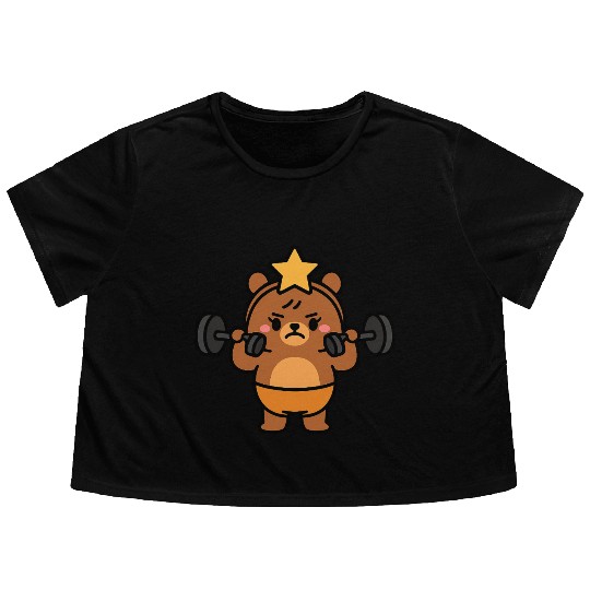 Built Different Bear Quirky Workout Character Flowy Cropped Tees