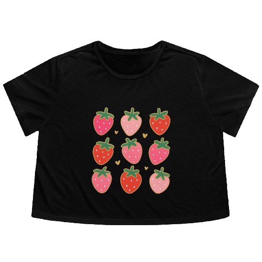 Strawberry Coquette Summer Vacation Flowy Cropped Tees
