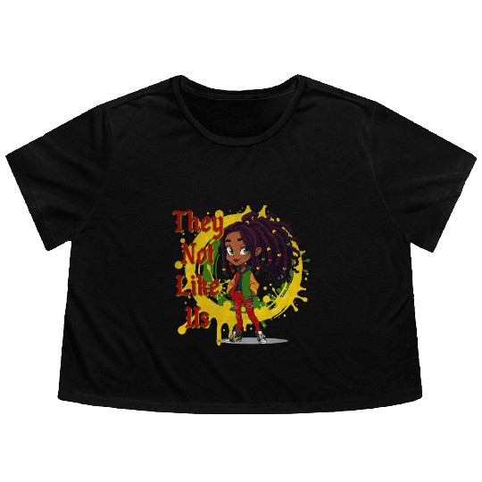 They Not Like Us Black History Melanin African Flowy Cropped Tees