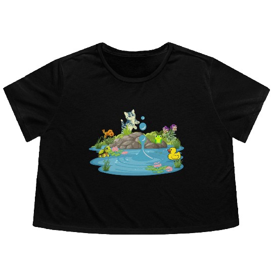 Life & Nature (At the pond) Flowy Cropped Tees