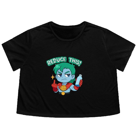 Chibi Style Captain Planet Reduce This!Design Flowy Cropped Tees