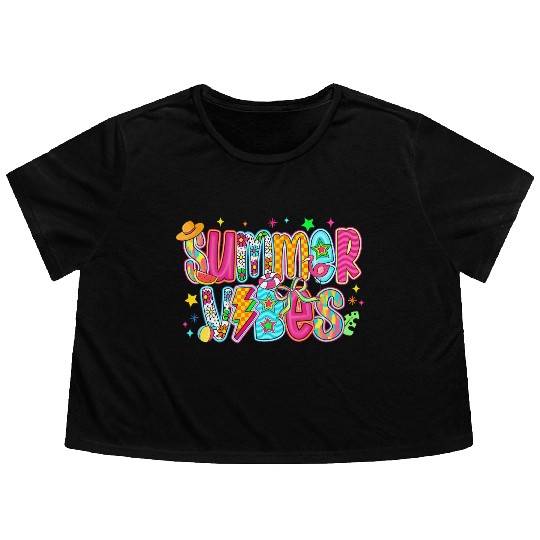 Neon Summer Vibes Flowy Cropped Tees