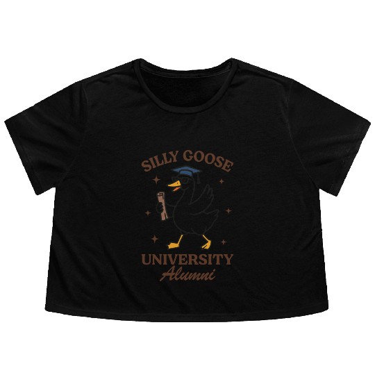 Silly goose university alumni Flowy Cropped Tees